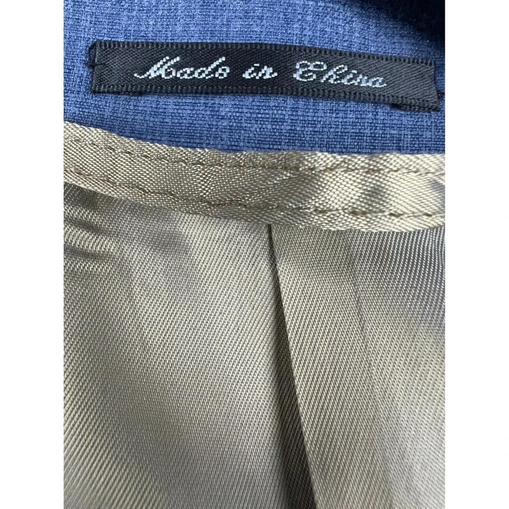 Ibiza Silk Blazer Mens 42R Blue Chelsea Sport Coat Jacket 2 Button Solid Good